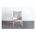 Buttoned Grey Velvet Fabric Armed Leisure Chair